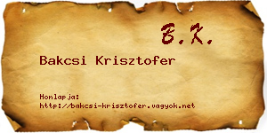 Bakcsi Krisztofer névjegykártya